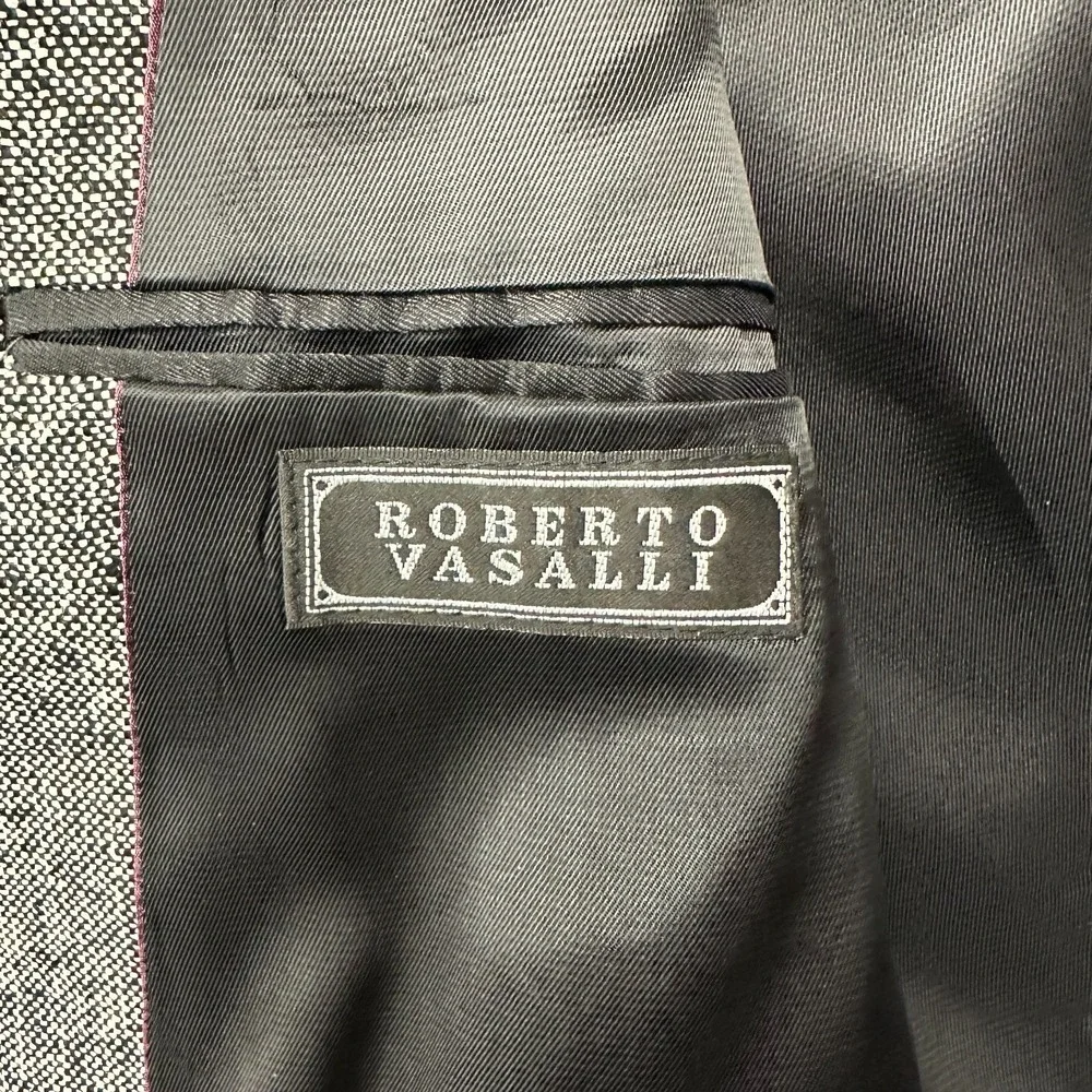 Vintage Roberto Vasalli 100% Silk Tweed Sport Coat Mens R42 Gray Yugoslavia‎